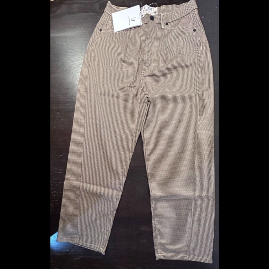 Sandrine Rose X Free People Houndstooth Wide Leg Pants Brown White Size 28 - Nwt